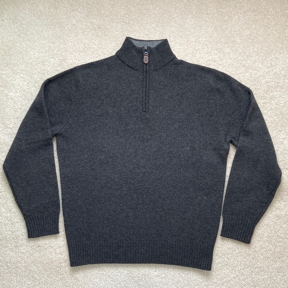 Jos. A. Bank Men's Charcoal Gray Cable Knitted Half-Zip Sweater